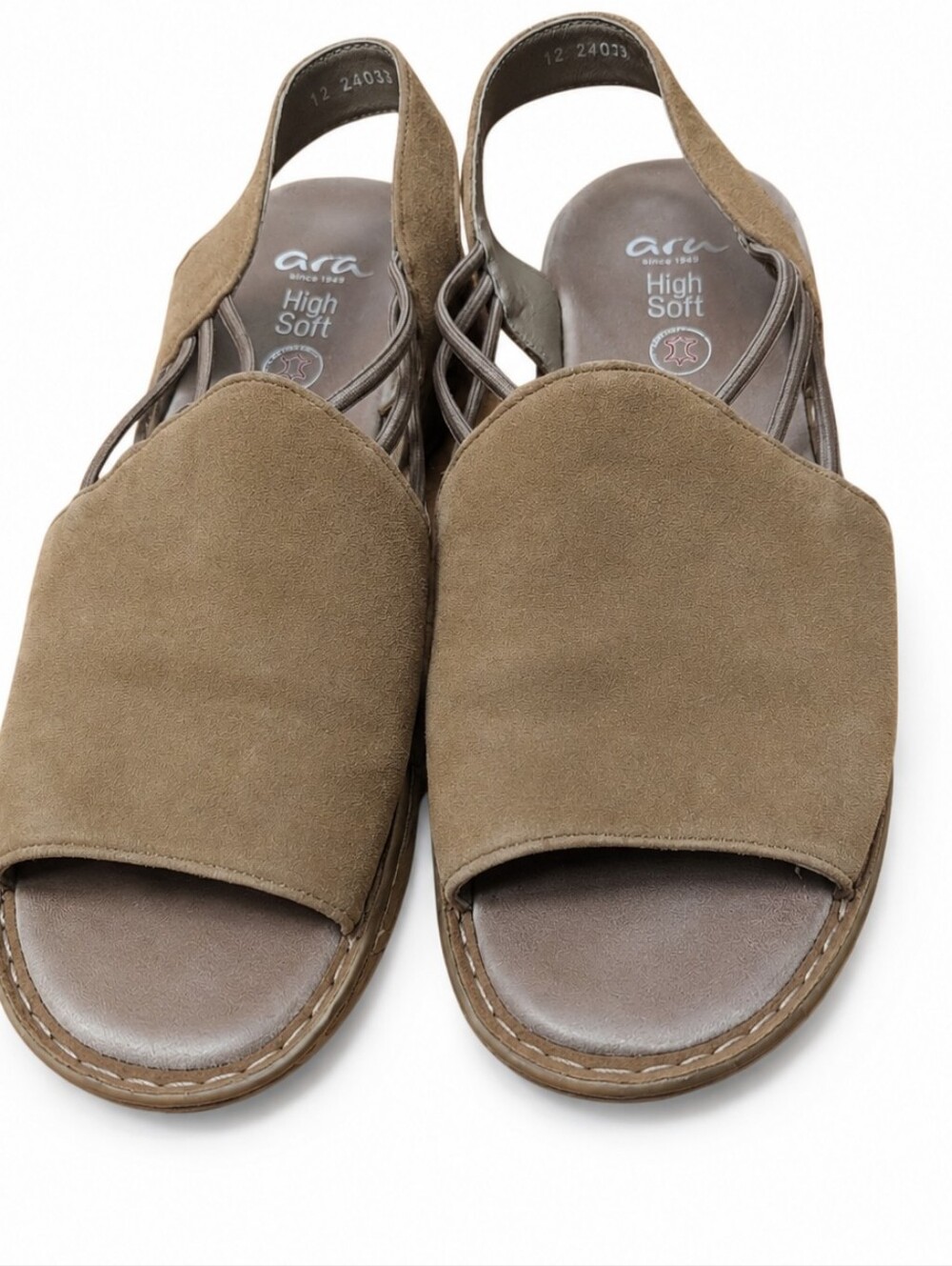 Ara High Soft Women's Slingback Sandals EU 40 US 9 Brown Suede Comfort Open Toe